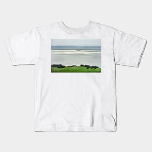 A ship moving along the Isle of Arran coast, Scotland Kids T-Shirt